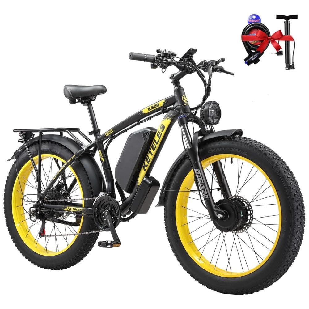 Bicicleta Elétrica para Adultos 4000W Dual Motor 48V 23Ah Removível 26 Polegadas Mountain Bike Elétrica Pneu Gordo K800 Dual Motor