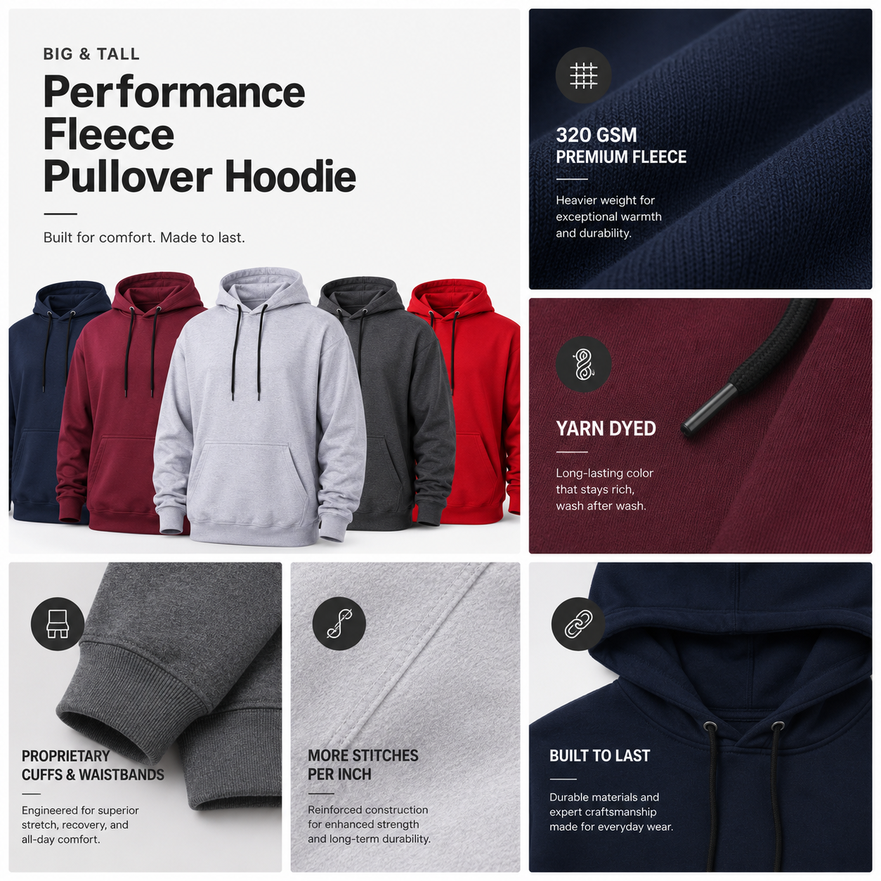 Big & Tall - Performance Fleece - Pullover Hoodie