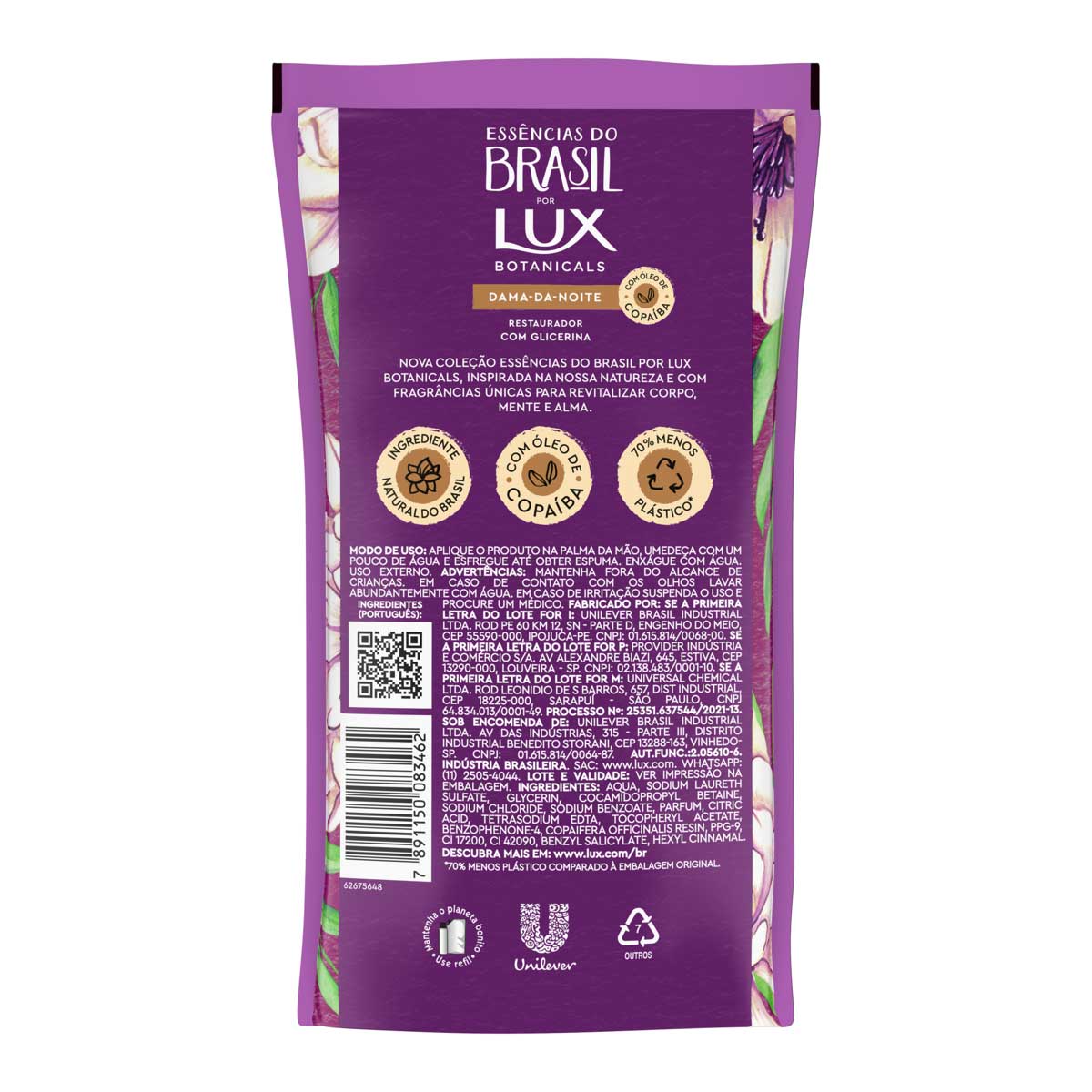 Sabonete Liquido de Glicerina para as Maos Dama da Noite Lux Botanicals Essencias do Brasil 240ml