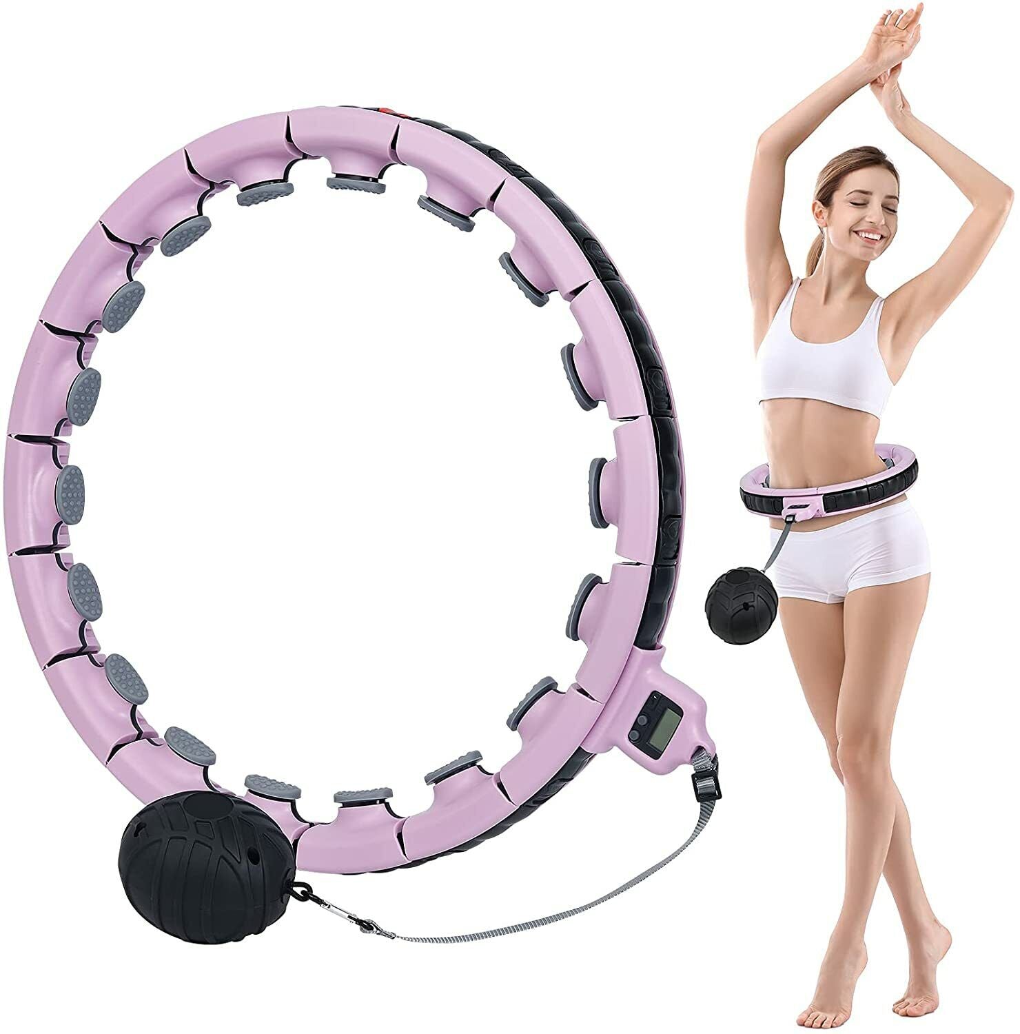 Weighted Hula Hoop，Weight Loss Exercisers，Portable Tape Measure Smart Hula Hoop
