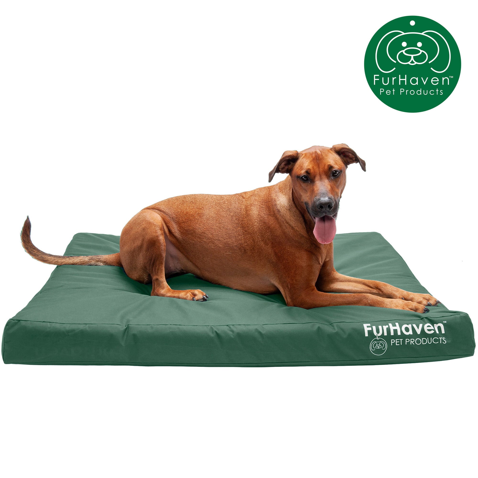 FurHaven | Deluxe Convolute Orthopedic Oxford Indoor/Outdoor Water-Resistant Pet Bed for Dogs and Cats， Forest， Jumbo