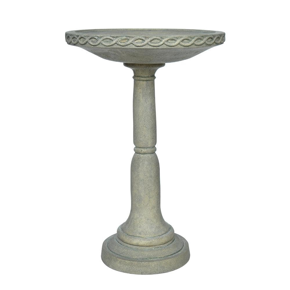 MPG 26.5 in. H Cast Stone Aged Granite Birdbath PF7437AG