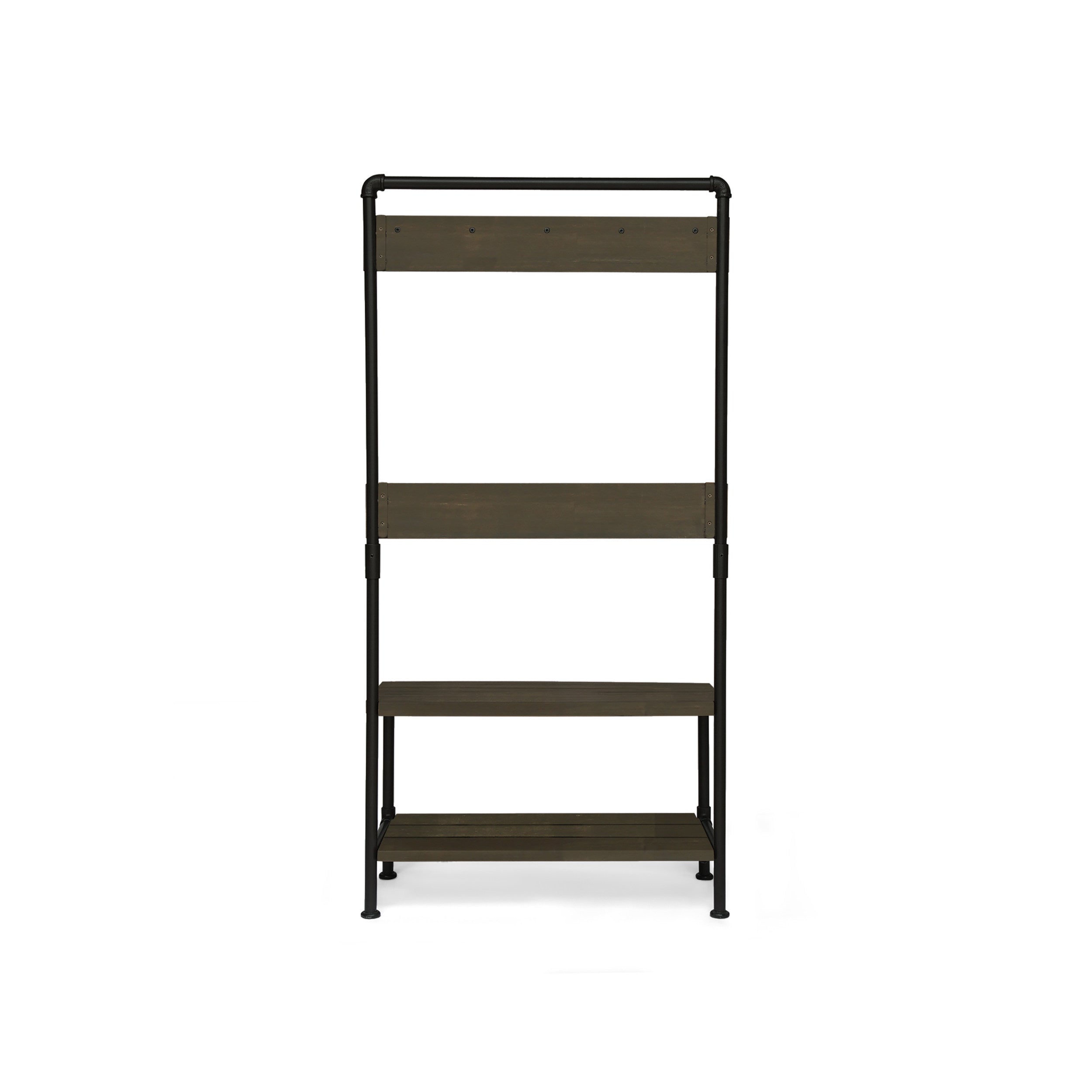 Dahl Outdoor Industrial Acacia and Iron Bench with Shelf and Coat Hooks