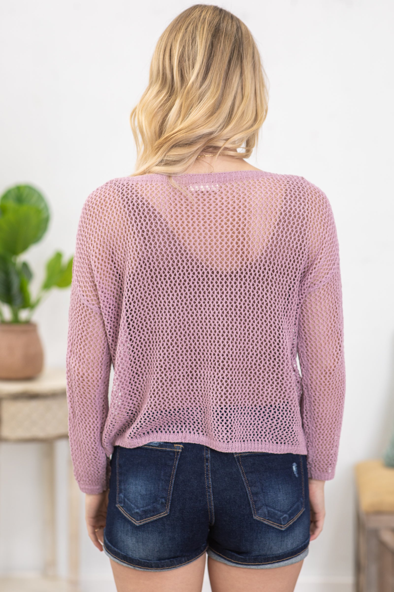 Lavender Hollow Dolman Sleeve Knit Top