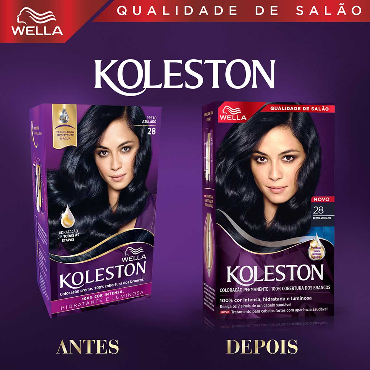 Kit tintura 28 preto azulado Wella Koleston