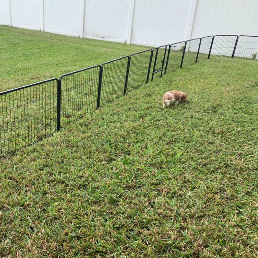 Dog Playpen 8 Panel Foldable Dog Pen Indoor/Outdoor Puppy Pen Pet Playpen for Large Dogs Heavy Duty Metal Exercise Fence for Small Animals with Door for Garden Play Yard 23.6