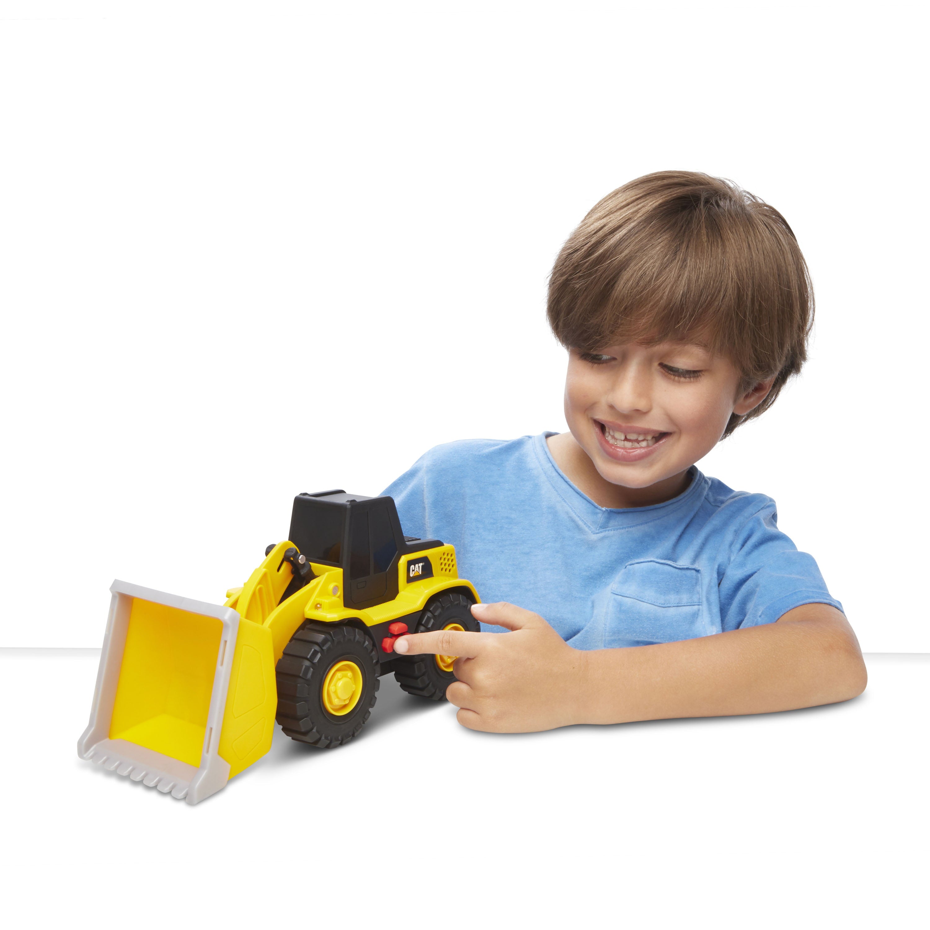Cat Tough Machines Light and Sound Toy Vehicle Set Including Bonus Hard Helmet. Includes Cat Officially Licensed Dump Truck and Front End Loader.