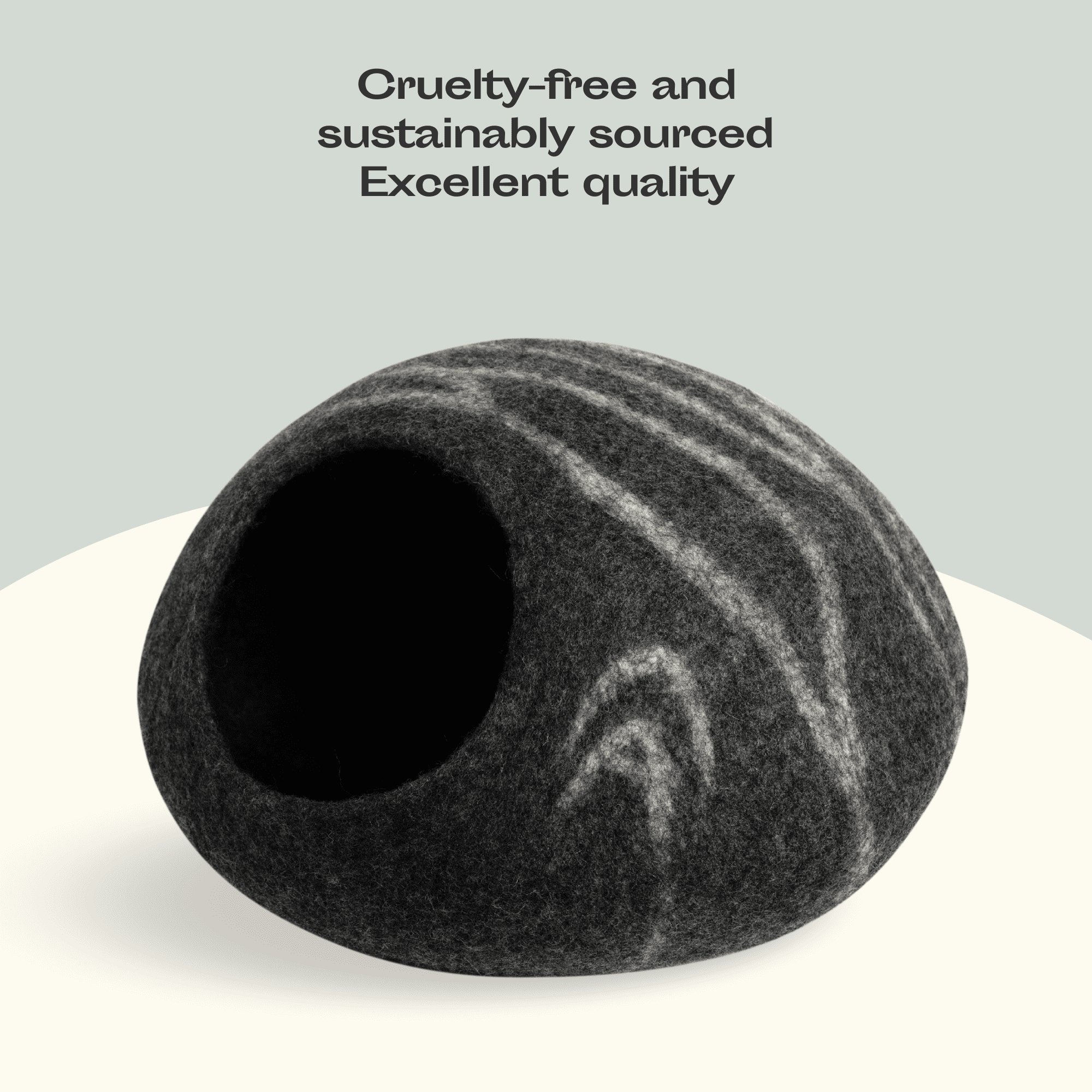 MEOWFIA Cat Bed for Medium Cats - Wool Cat Cave Bed - Dark Grey