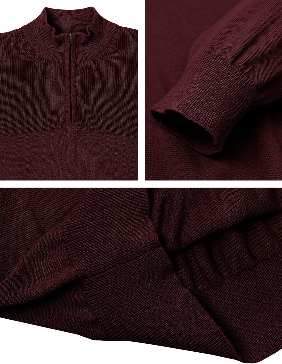 H2H Mens Casual Slim Fit Pullover Sweaters Long Sleeve Knitted Fabric Zip Up Mock Neck Polo Sweater