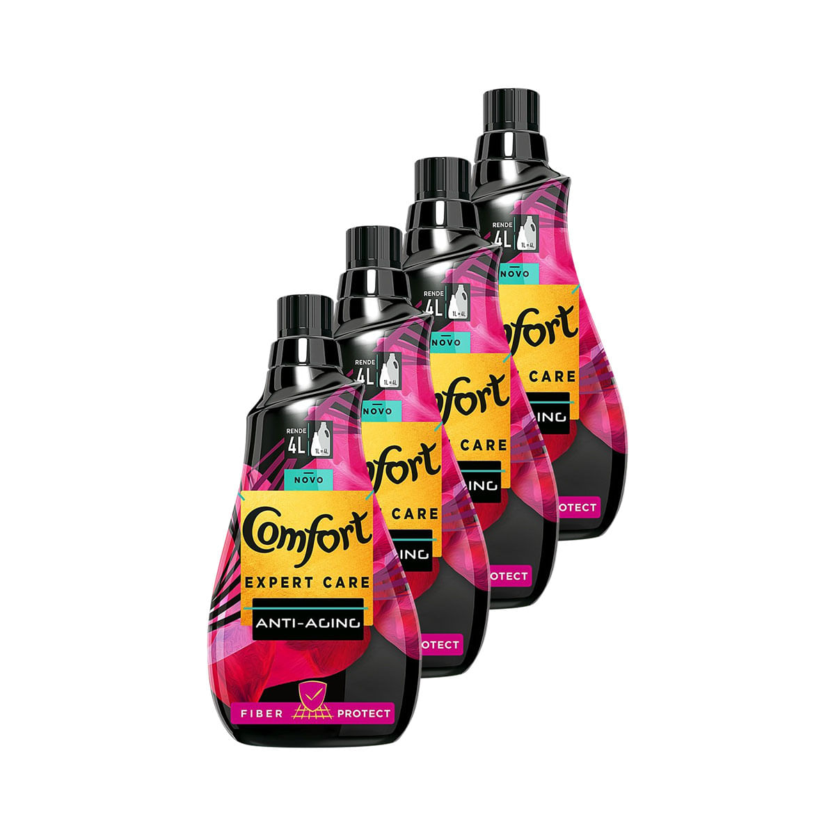 Kit com 4 Amaciante Comfort Concentrado Glamour 1 Litro