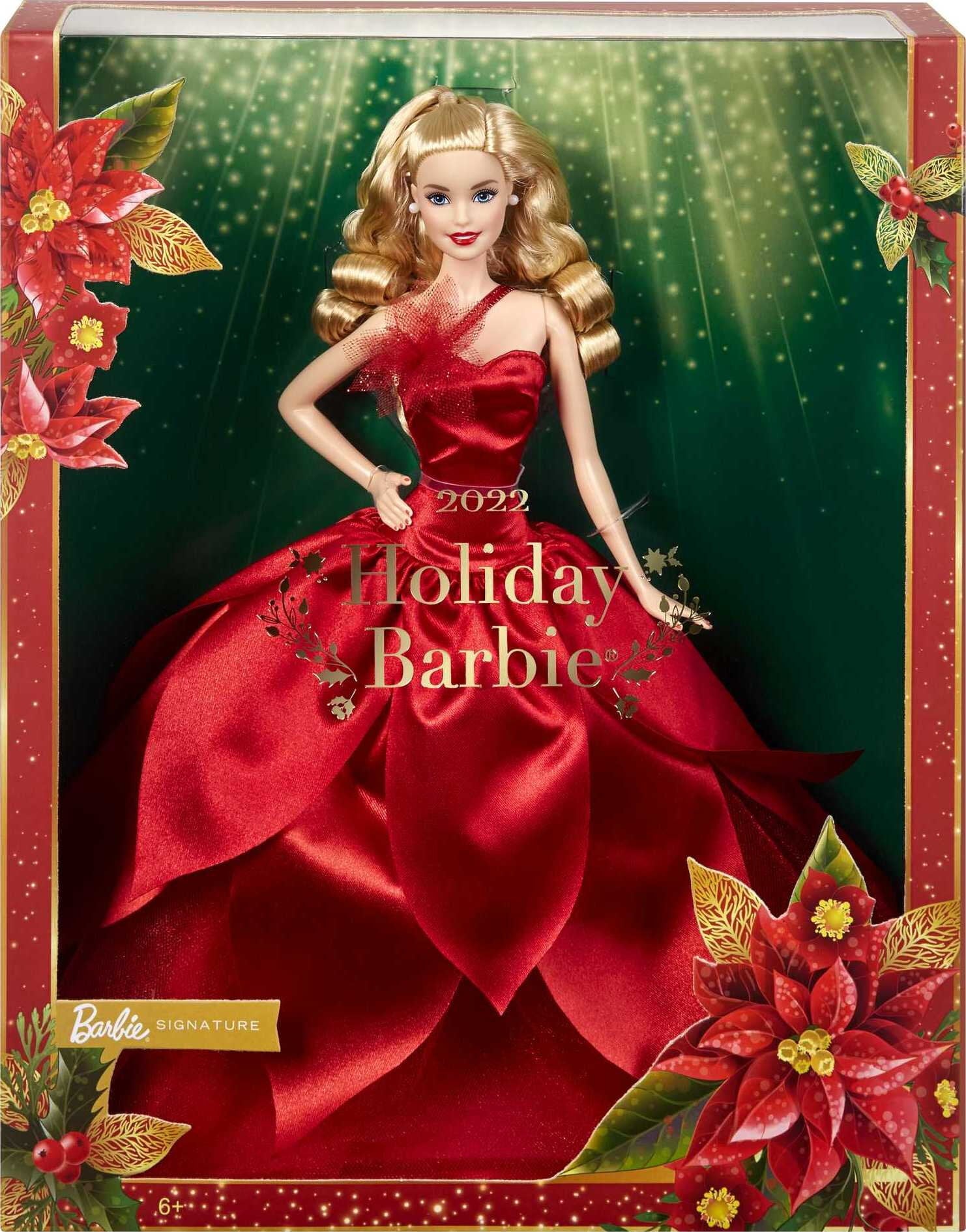 Barbie Signature 2022 Collectible Holiday Doll with Blonde Hair & Poinsettia Gown