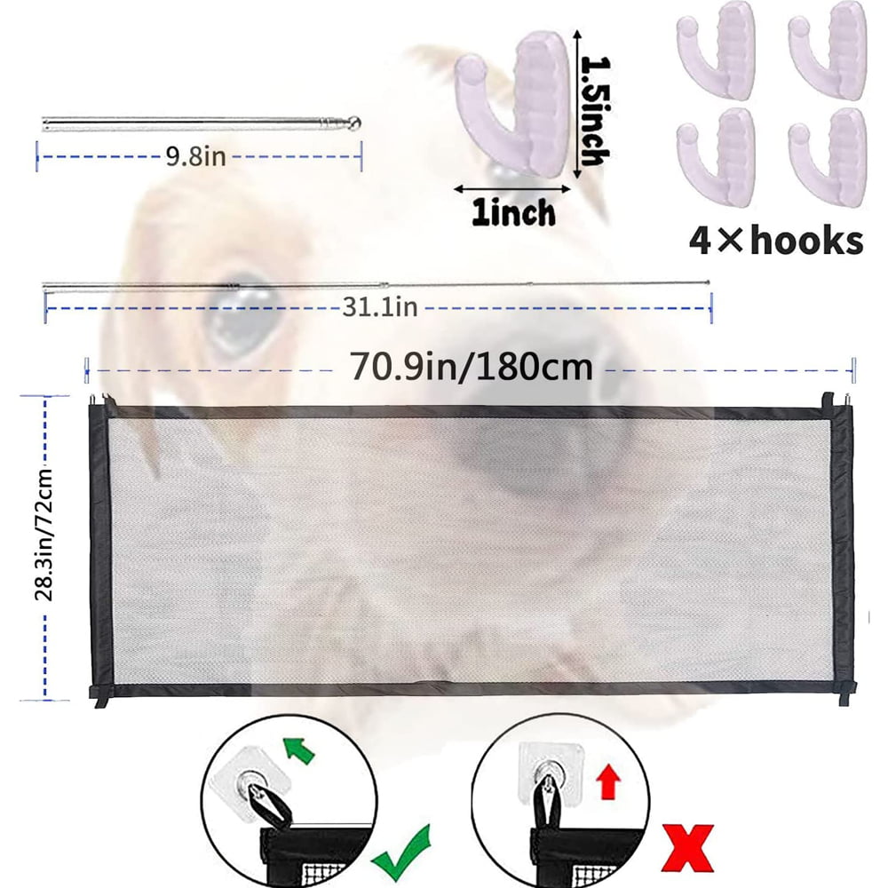 Pet Gate，Magic Pet Gate for The House ，Magic Gate Portable Folding mesh gate Safe Guard Isolated Suitable for Small to Medium Dogs