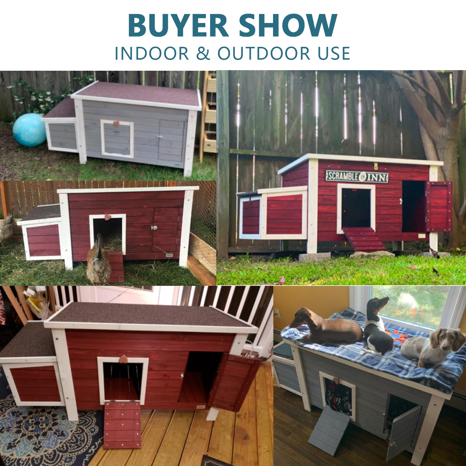 Petsfit Wooden Chicken Coop with Nesting Box，Weatherproof Poultry Cage， Rabbit Hutch Gray