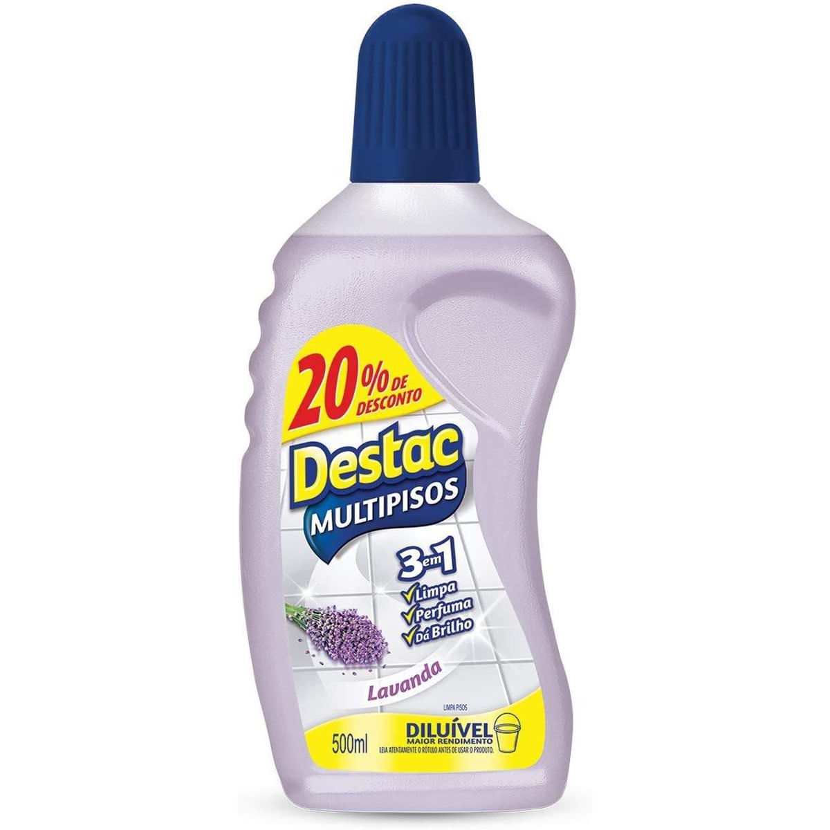 Limpa Pisos Diluivel Destac Lavanda Embalagem Economica 500 ml