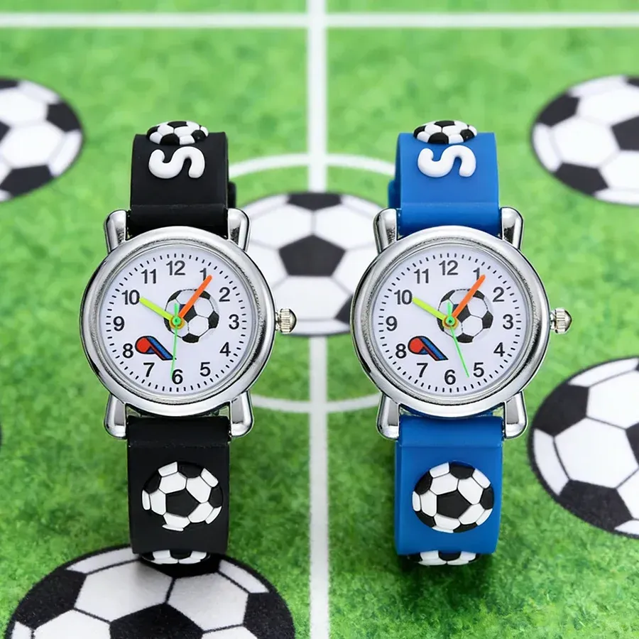 LIUYANGTIAN 2pcs Kids Watches 3D Football Quartz Wristwatch Fashion Waterproof Sports Watch Clock for Boys and girls Kids Students Children