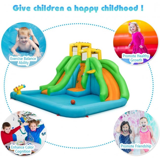 Inflatable Water Park Bounce House Kids Castle Jumper with Climbing Wall without Blower