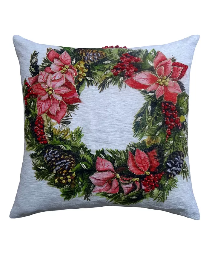 Vibhsa Chicos Home Christmas Wreath Decorative Pillow，20