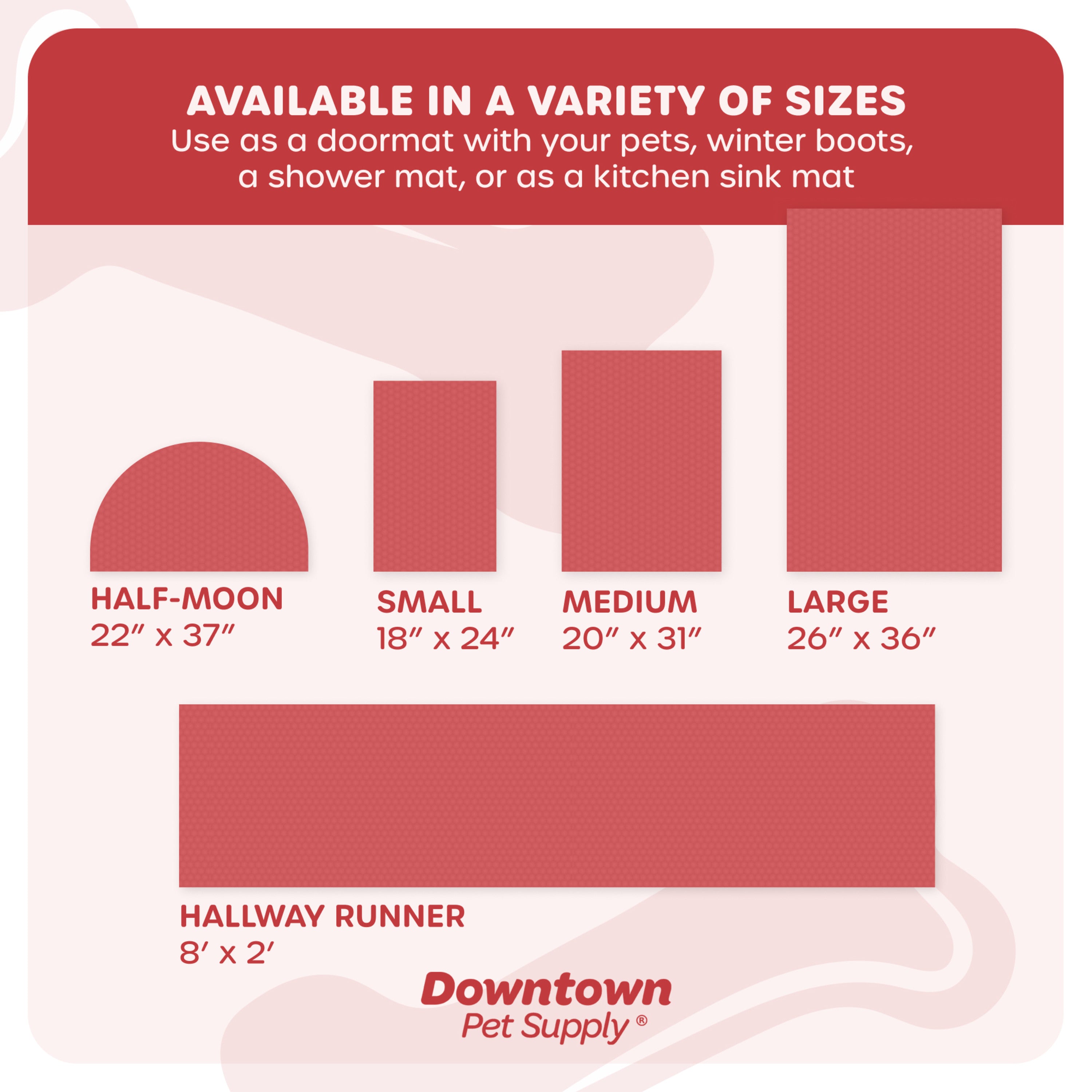 My Doggy Place Dog Mat for Muddy Paws， Washable Dog Door Mat， Light Coral， M