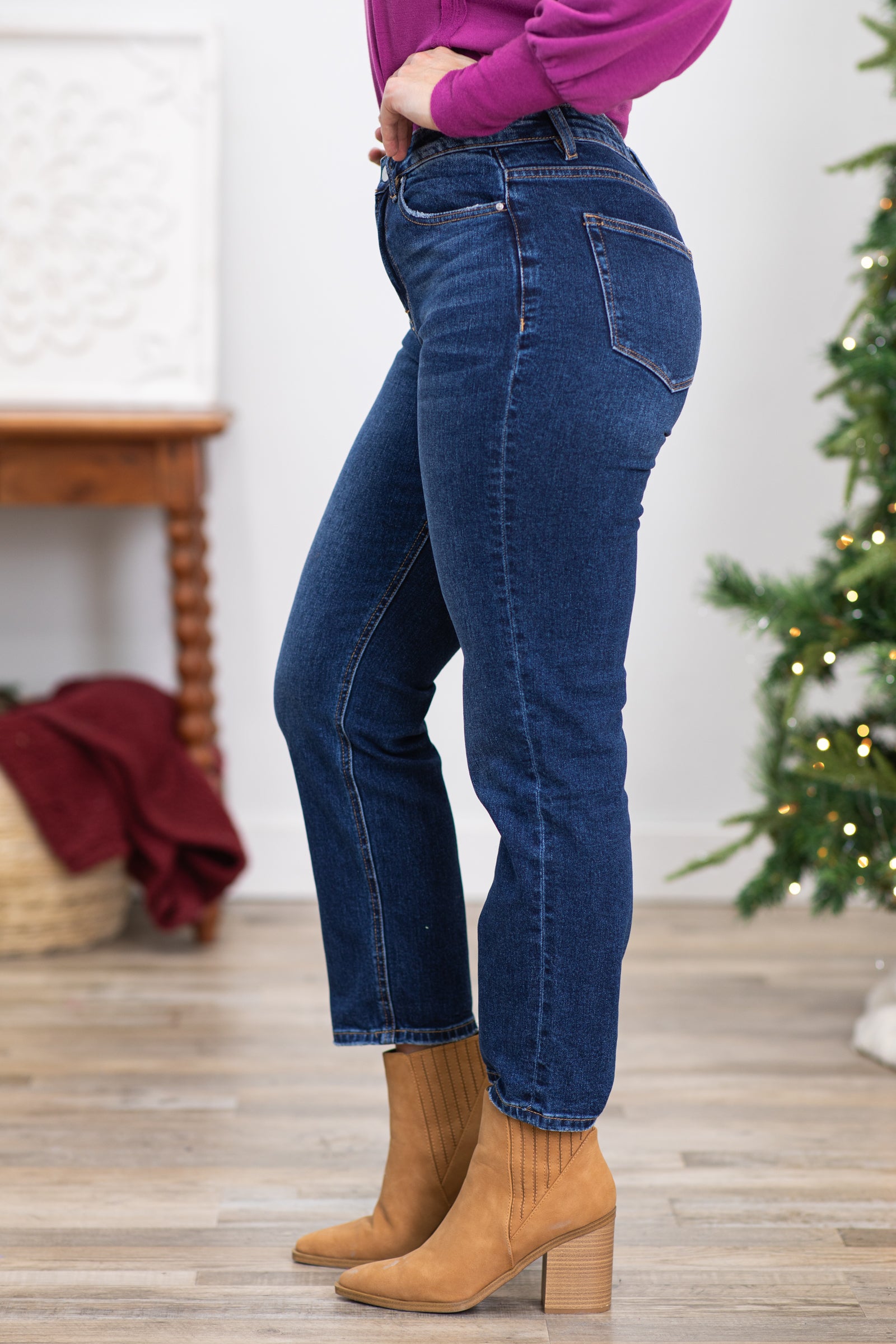 Mica High Wedge Straight Leg Jeans