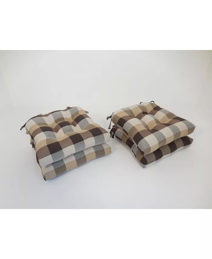 Arlee Home Fashions Buffalo Check Set of Four Chair Pad Seat Cushions