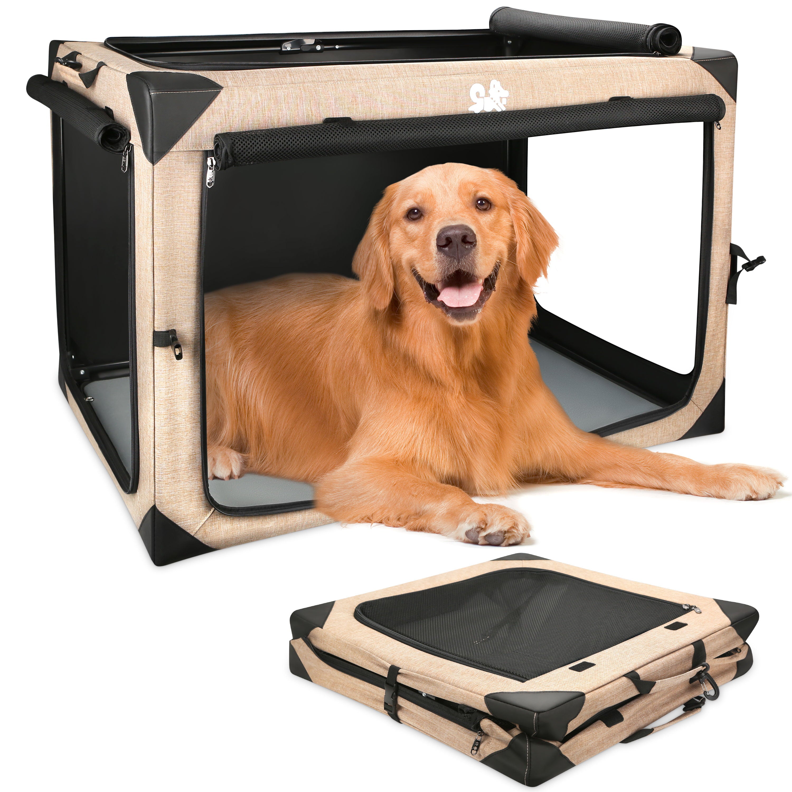 Soft-Sided Dog Crate Quick Portable Folding Washable Kennel for Large Breed