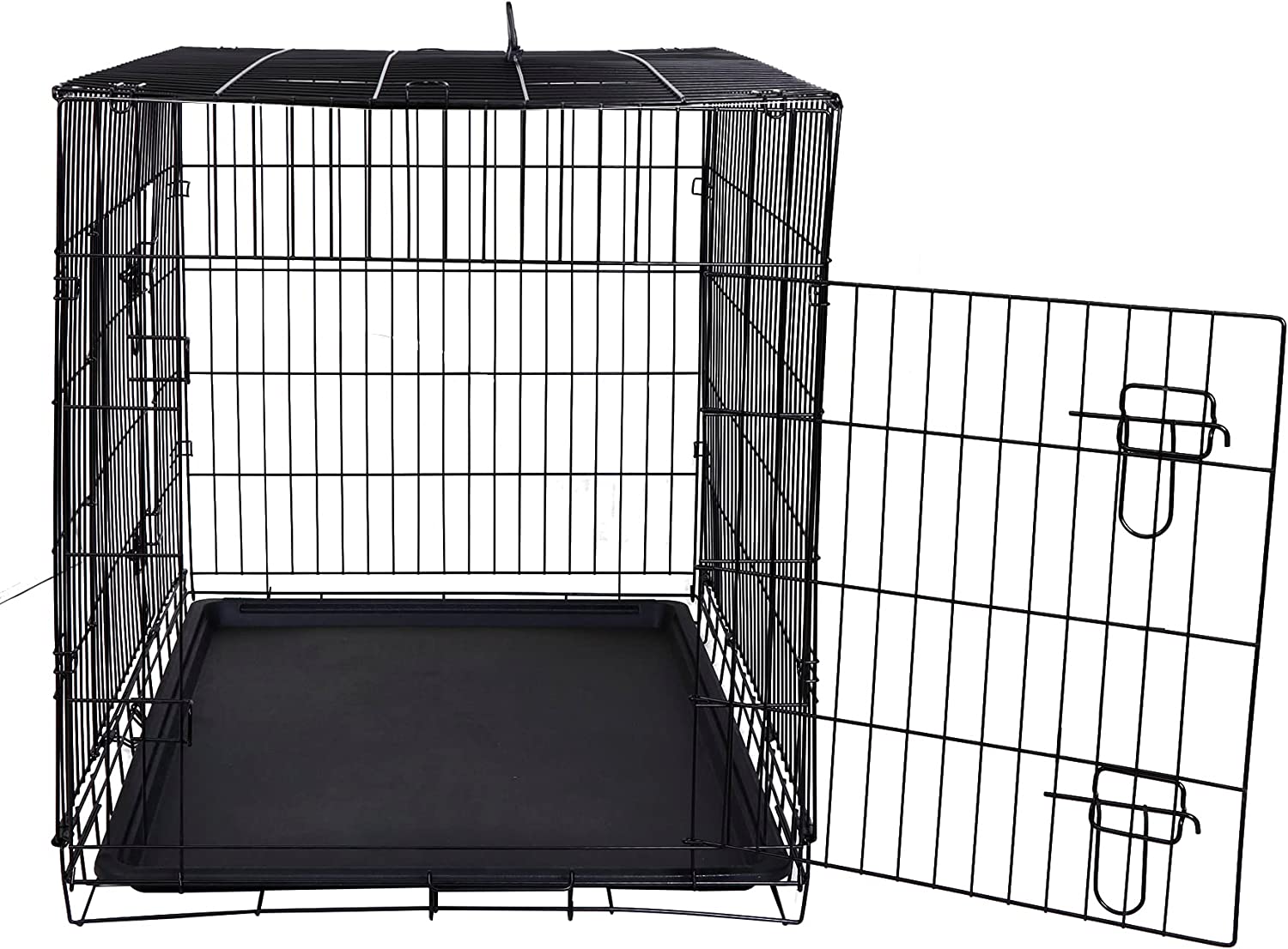 30/36/42Inches Double Door Dog Crate Folding Metal Wire Dog Kennel Cage with Tray for Small/Medium/Large Dogs Indoor Outdoor Travel Use