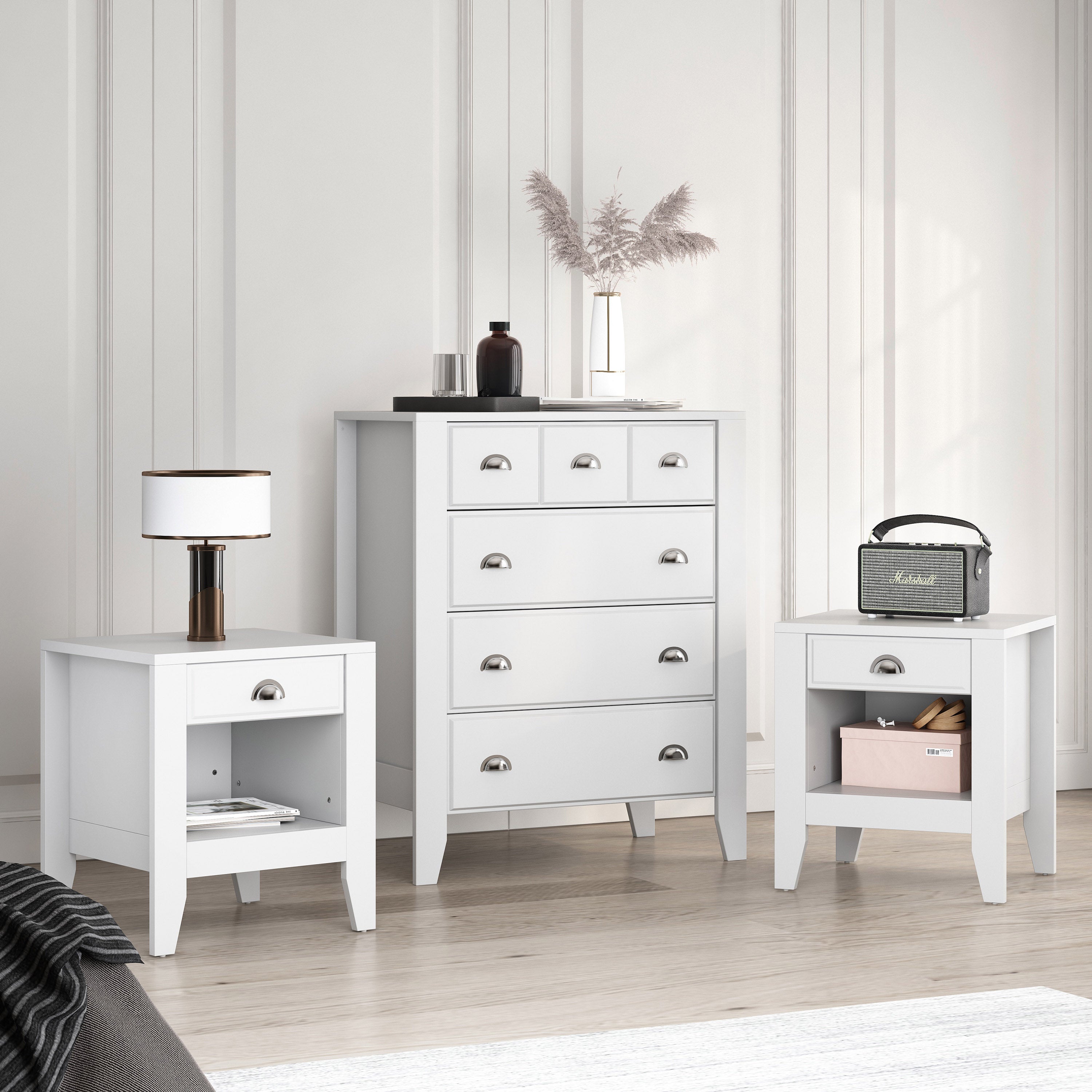 Cleary Contemporary Faux Wood 3 Piece Dresser and Nightstand Bedroom Set