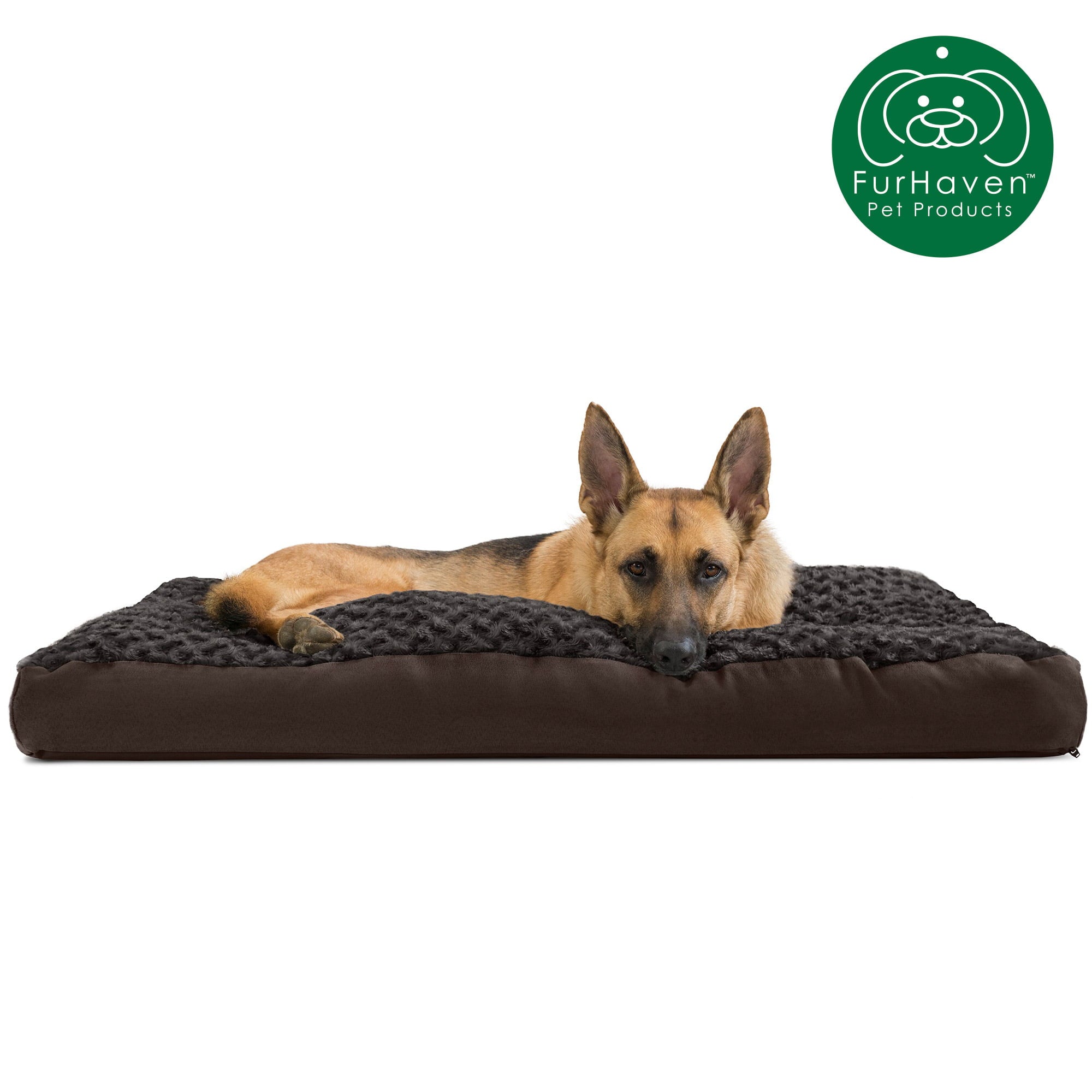 FurHaven Pet Products | Deluxe Plush Pillow Pet Bed for Dogs and Cats， Chocolate， Extra Large