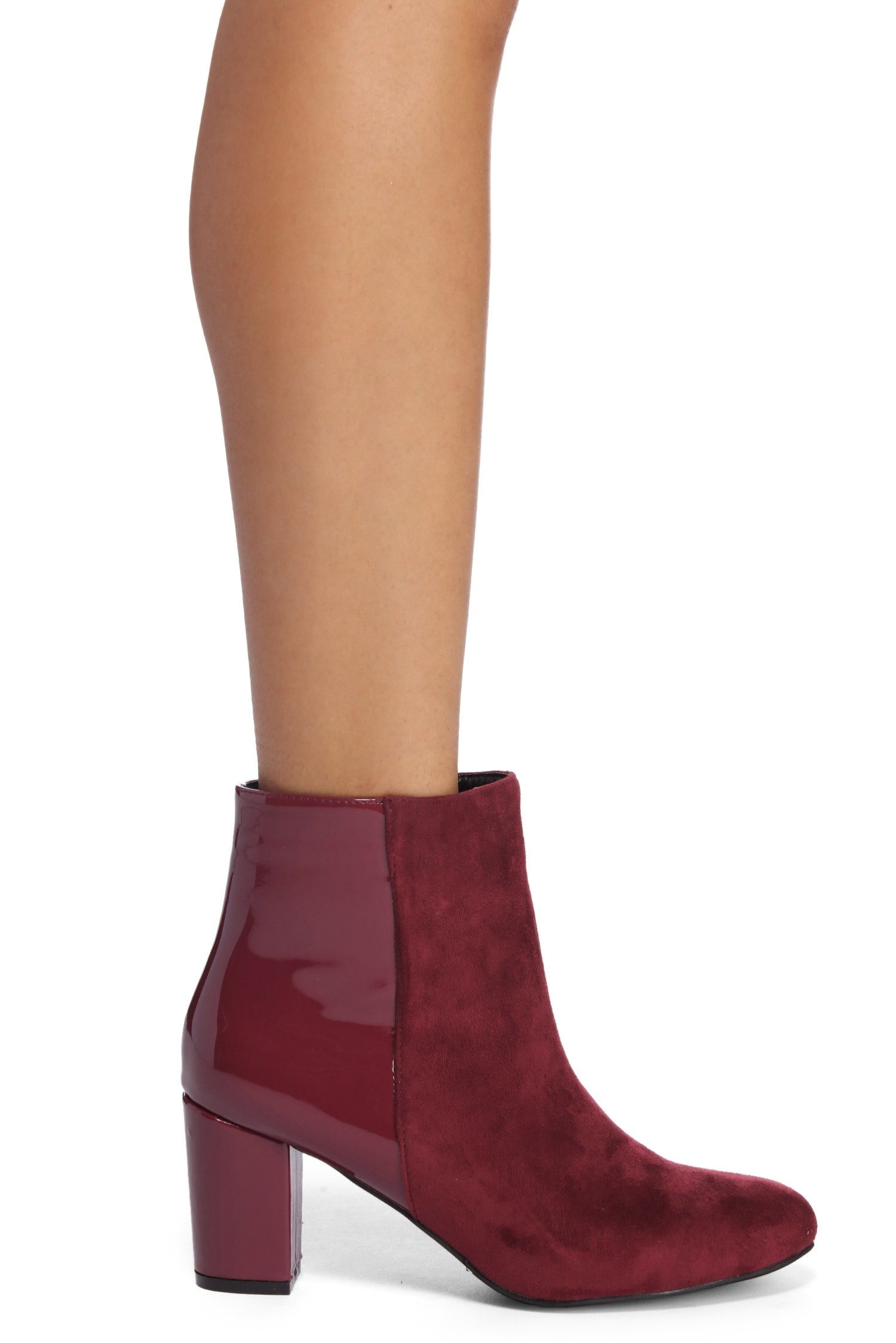 Contrasting Elements Block Heel Booties
