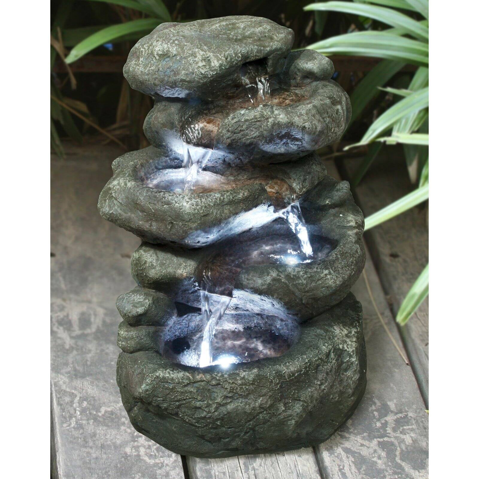 Hi-Line Five Level Rock Fountain with LED Light
