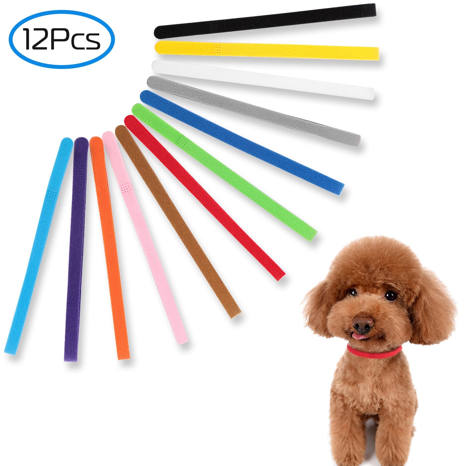 iMountek 12 Colors Whelping Puppy ID Collars Adjustable Double-Sided Pet ID Bands Large