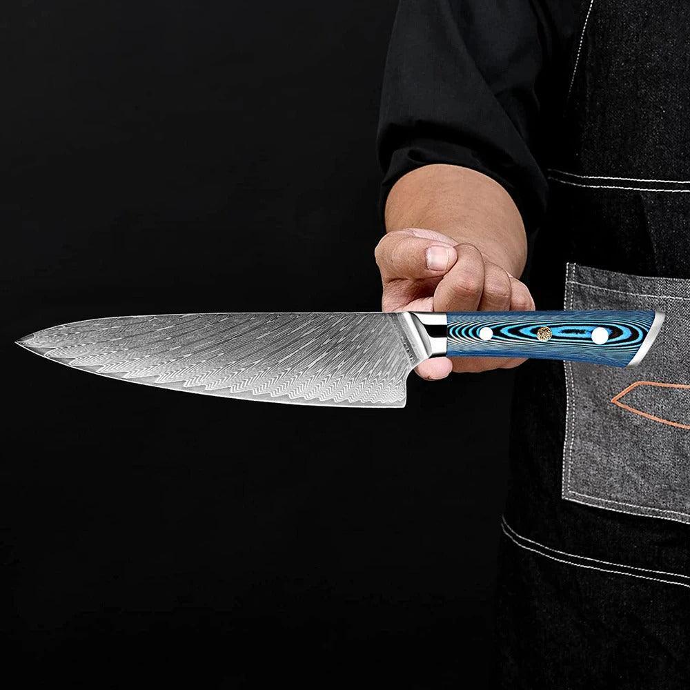 Faca Japonesa SuperSharp™ - Perfeição em Cada Corte com Aço Damasco!