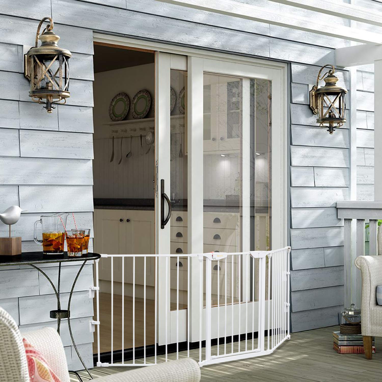 74-Inch Versatile Safety Gate Metal Baby Pet Gate Configurable Dog Barrier - Ideal for Wide Door Openings， Stairways， Doorways (25.39