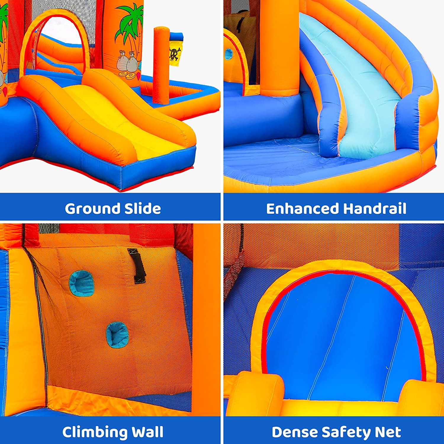 Arlopu Inflatable Water Slide Bounce House with Blower， Outdoor Yard Park Jumping Castle with Play Splash Pool for Kids 2-8 Years