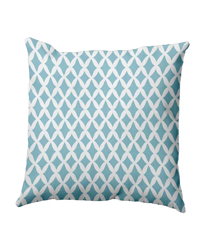 E by Design 16 Inch Light Blue Decorative Trellis Print Throw Pillow