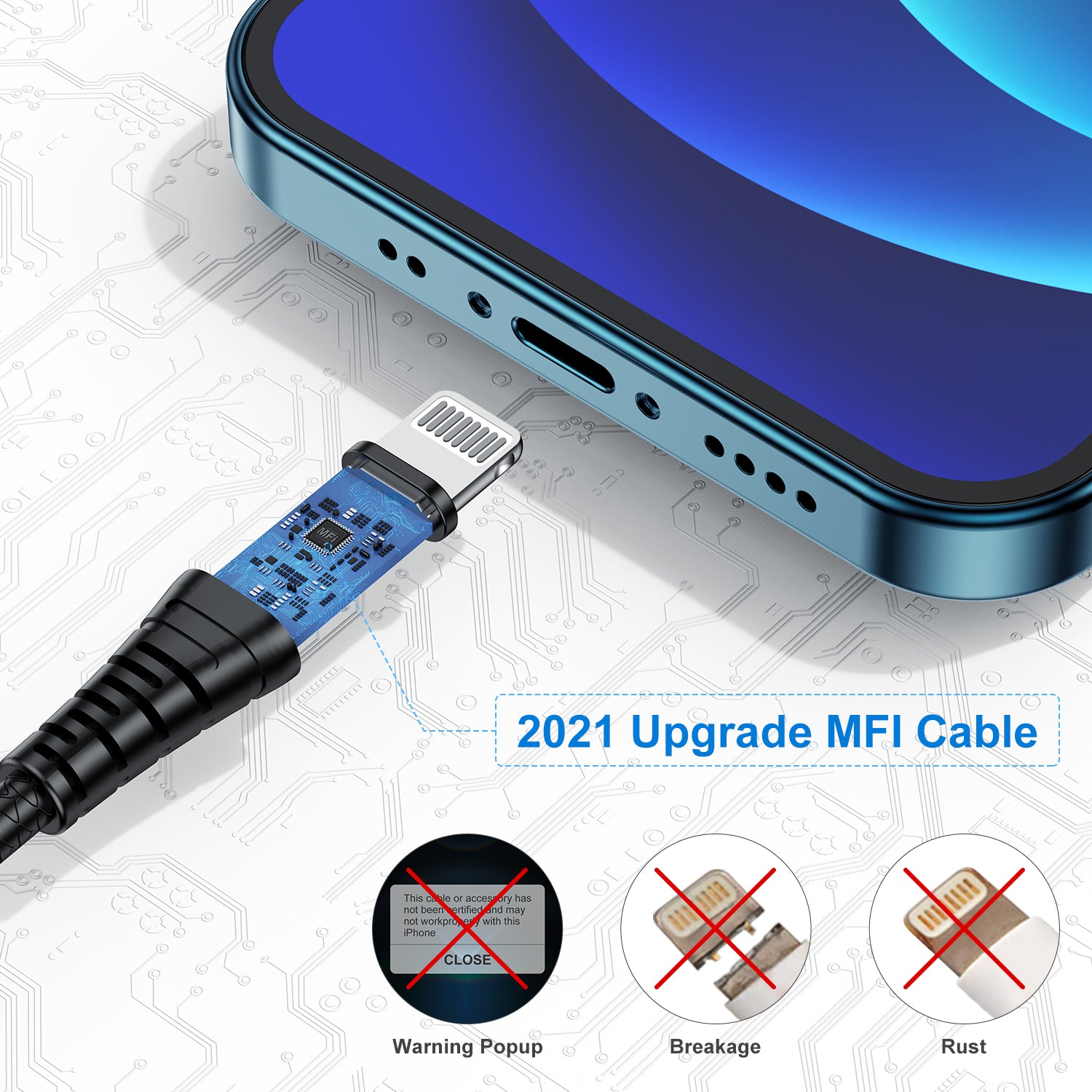 iPhone Charger Cable 3ft， [Apple MFi Certified] 2Pack Lightning Cable 3 Foot， High Fast/Data Sync 3 Feet iPhone Charging Cord for iPhone 13 Pro/12/11/11Pro/11Max/XS/XR//8/7/6/5S/5/SE/iPad Case