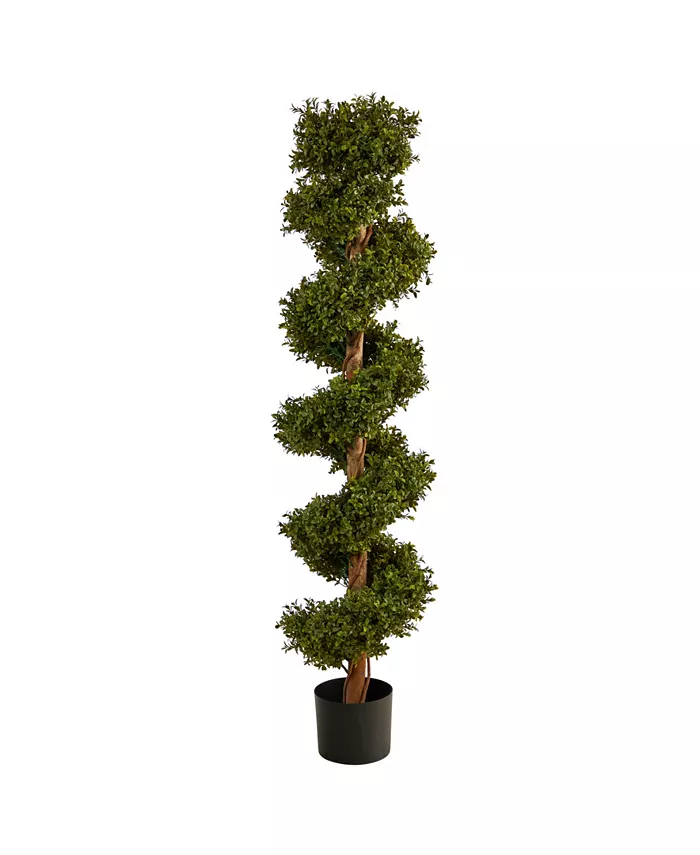 Nearly Natural 5' Boxwood Spiral Topiary Artificial Tree Indoor Outdoor