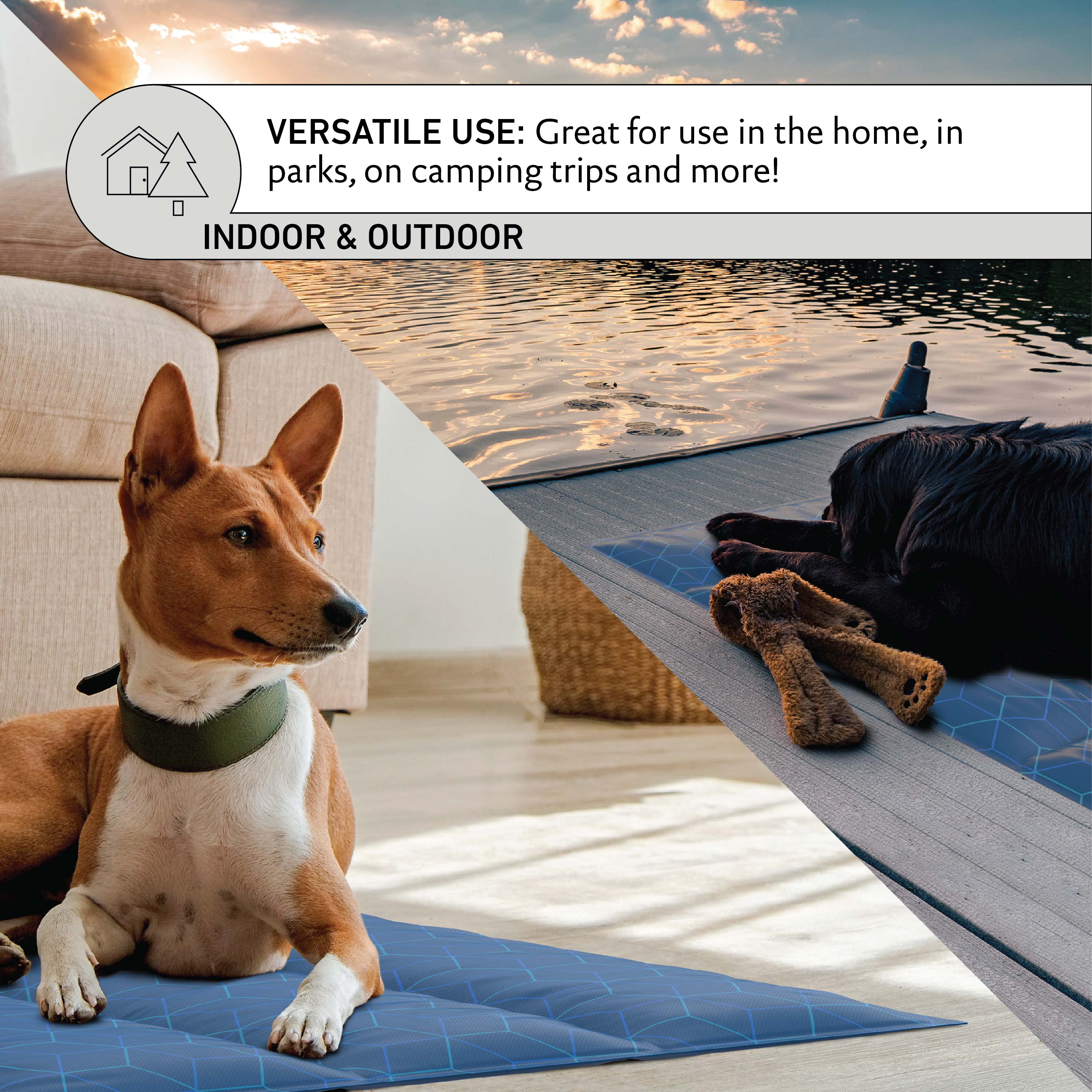 Reversible Pet Cooling Mat， Pressure-Activated Dog Cooling Mat with Gel Technology