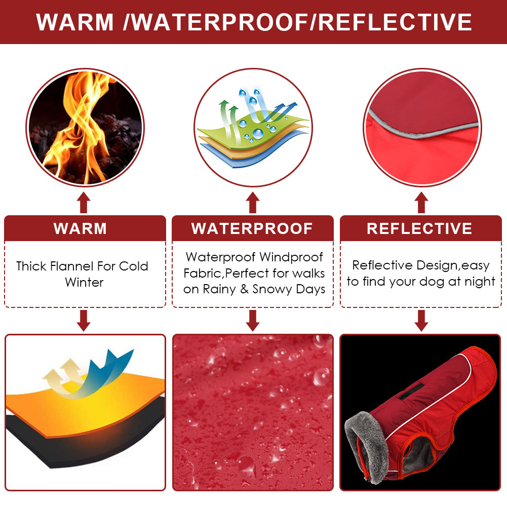 [Upgrade] Dog Winter Coat Thickened Dog Clothes Cozy Reflective Waterproof Dog Winter Jacket Warm Dog Apparel for Cold Weather British Style Fleece Vest Dog Sweater for Medium Large Dogs