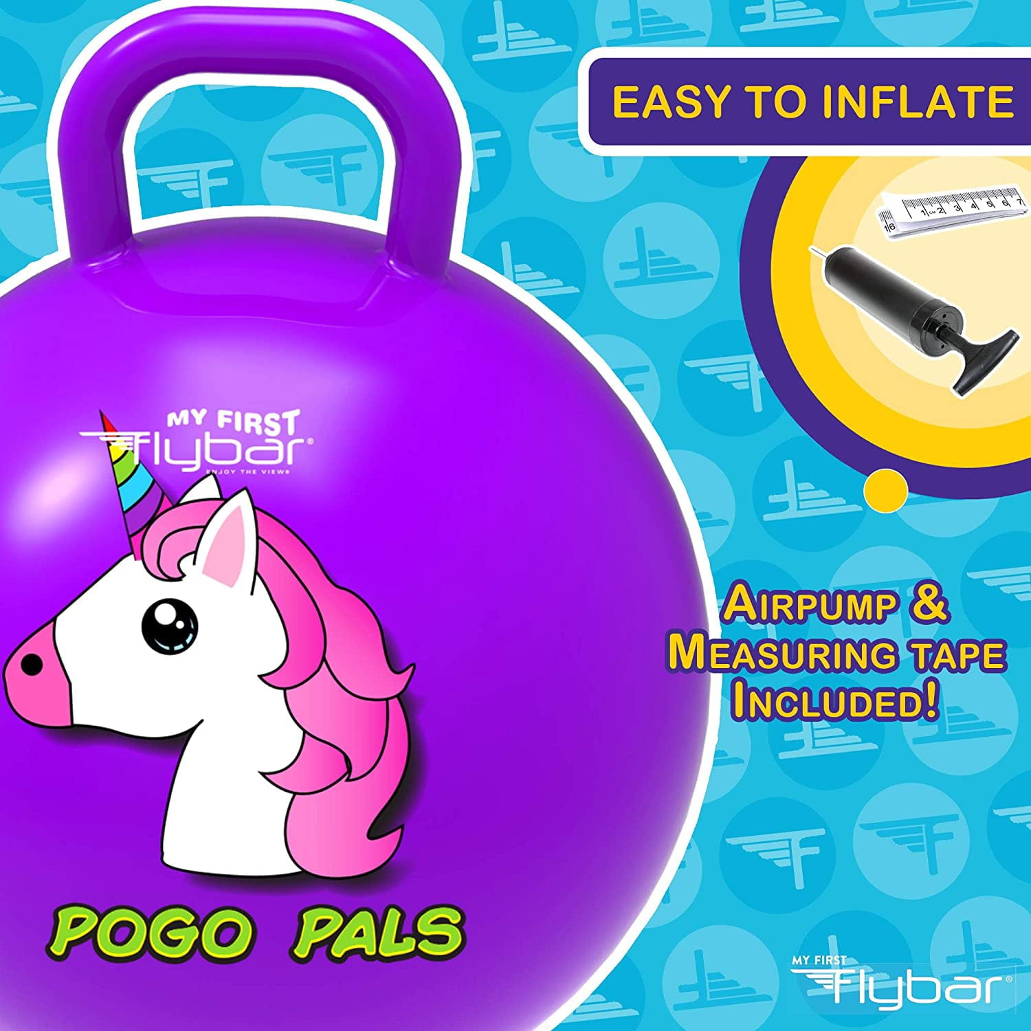 Flybar My First MFF Pogo Pals Hopper Ball for Kids， 125lbs ， Ages 3+， Small ， Unicorn