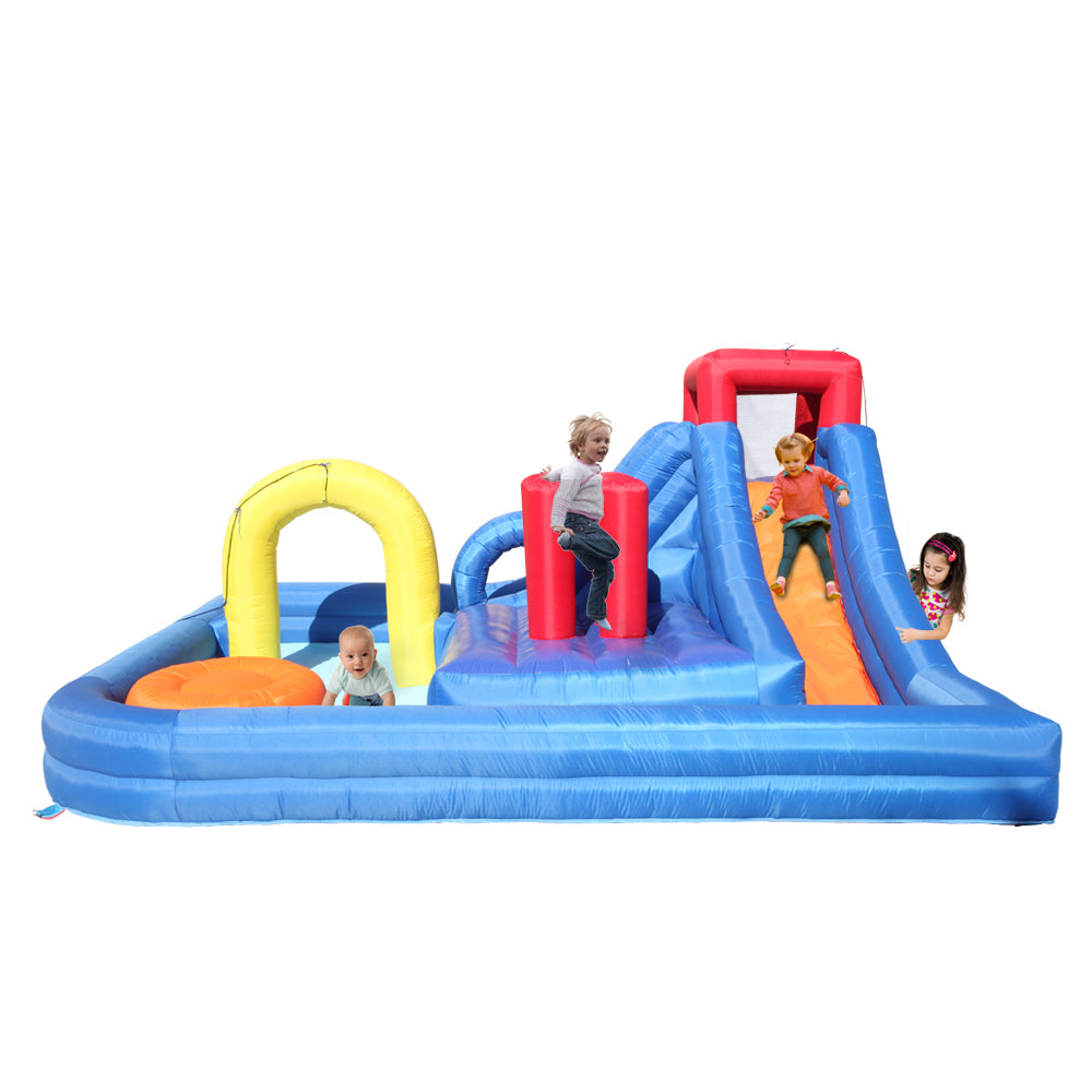 Topcobe Inflatable Bounce House， Kids Water Slide Bouncer Castle with River Race Area， Climbing Wall， Water Cannon， And Hose