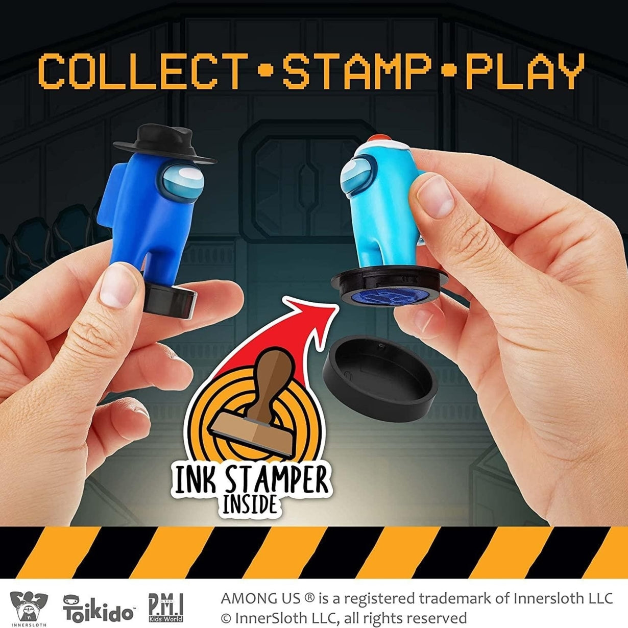 Among Us Crewmates Stampers 5pk Fortegreen Lime Brown Orange Game Figure Set PMI International