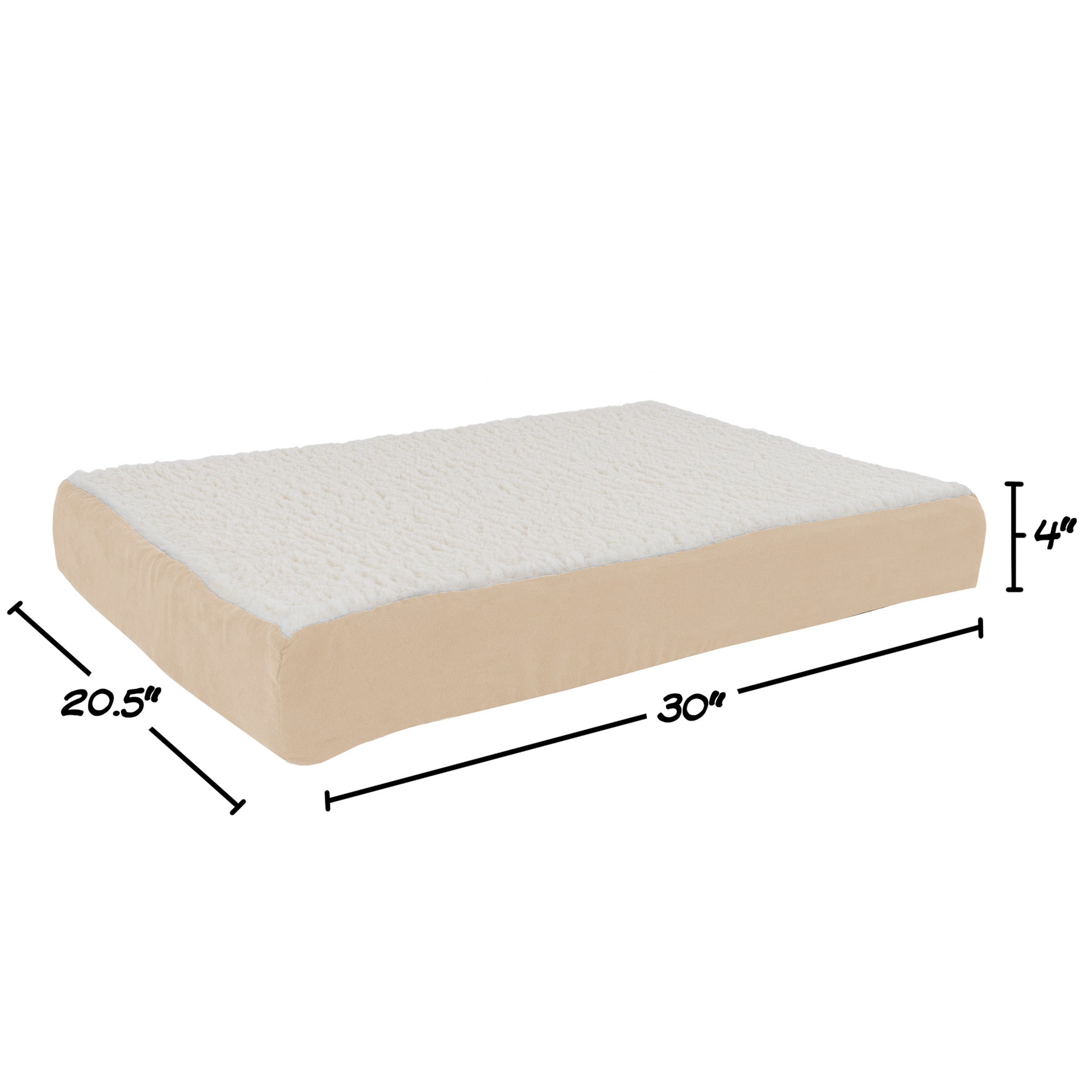 Orthopedic Dog Bed - 2-Layer Memory Foam Crate Mat with Machine Washable Sherpa Cover - 30x20.5 Pet Bed for Medium Dogs Up to 45lbs by PETMAKER (Tan)