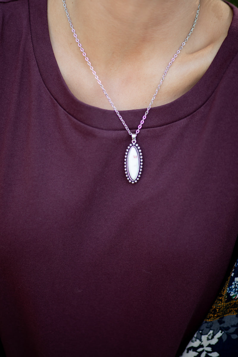 Silver and White Thin Chain Necklace