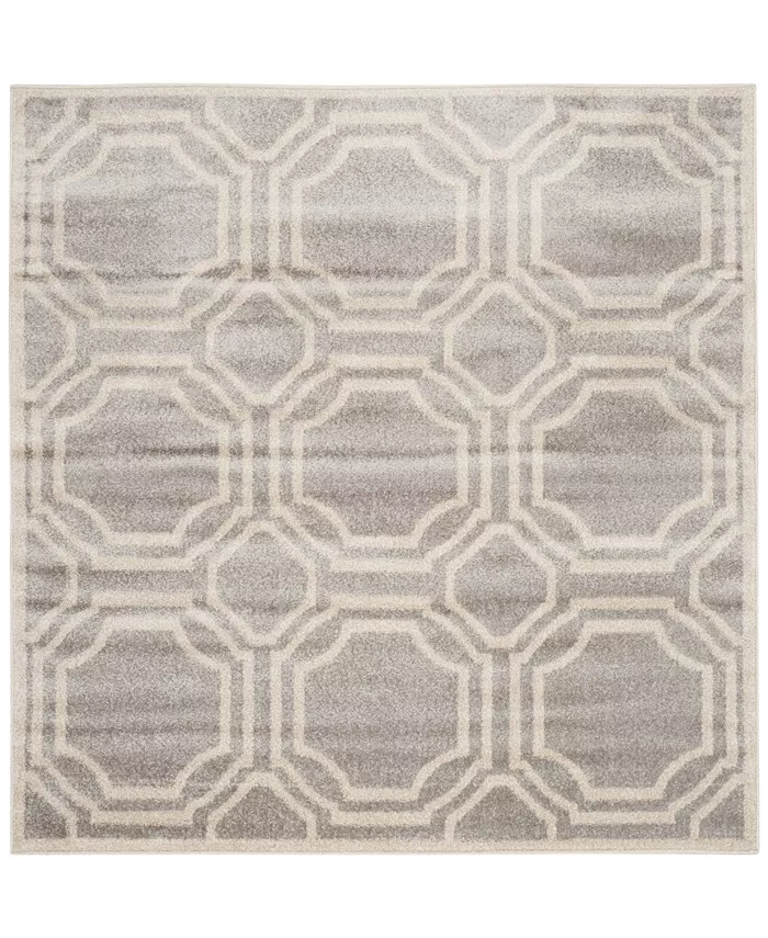 Safavieh  Amherst Indoor Outdoor AMT411B Light Grey Ivory 5' x 5' Square Area Rug