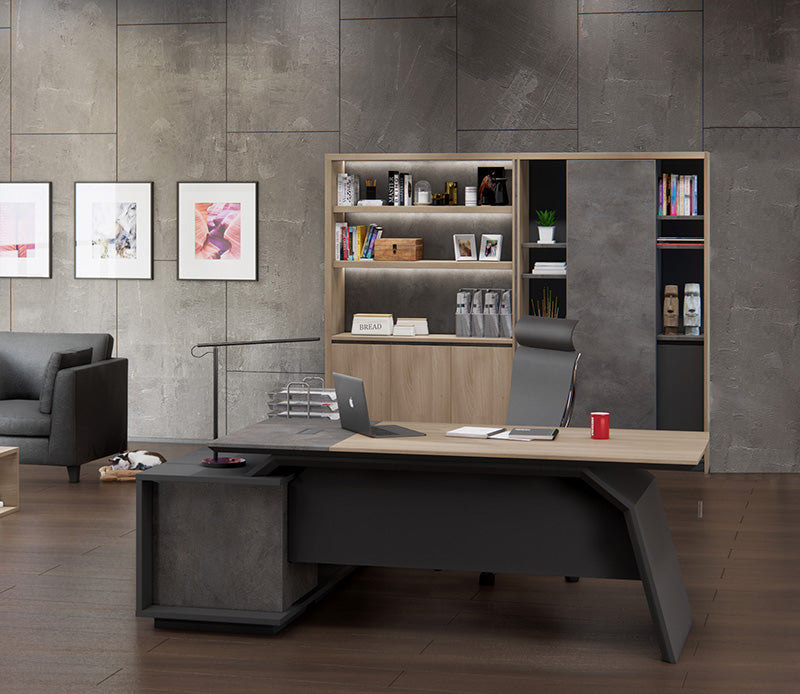 KALANI Display Cabinet 2.48M - Acacia & Carbon Grey