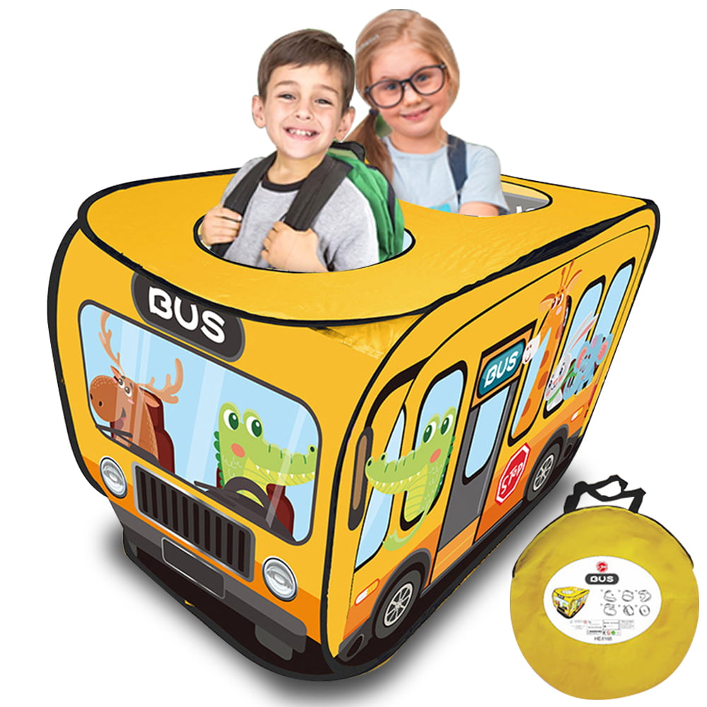 Animal Bus Tent for Kids, GIUGT Kids Pop Up Play Tent Animal Bus Magical Playhouse Folding Indoor Outdoor Creativity Learning Toy Perfect Pretend Play Gift For Children Toddlers Boys Girls
