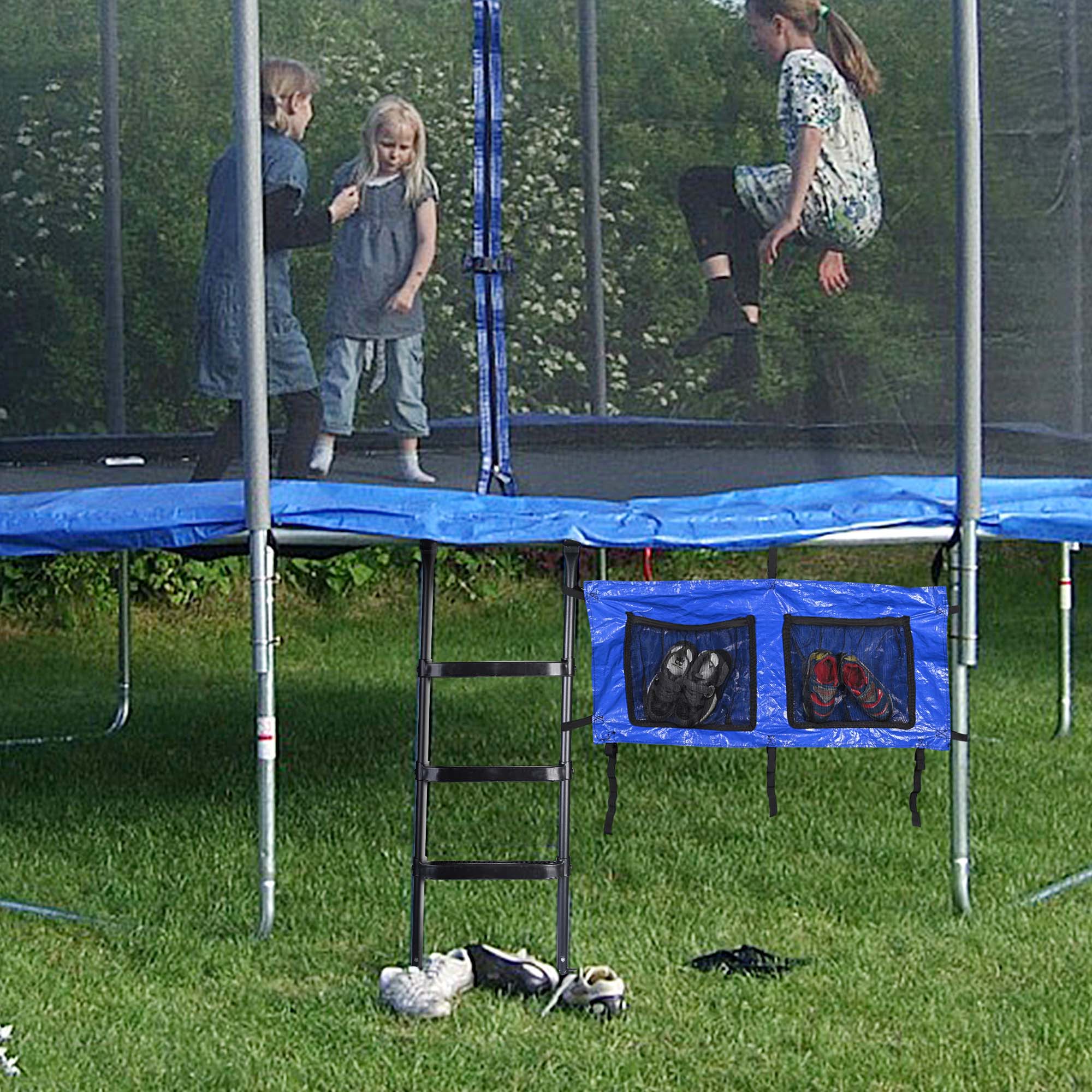 Yescom Universal 3 Step Trampoline Ladder with Shoe Bag，Wide Skid-Proof Steps Fit 15 FT or Larger Trampolines Kid Outdoor