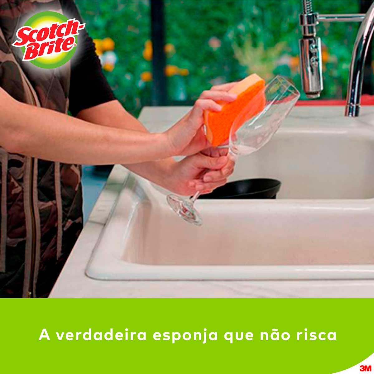 Esponja Nao Risca Laranja Scotch Brite - 3 Unidades