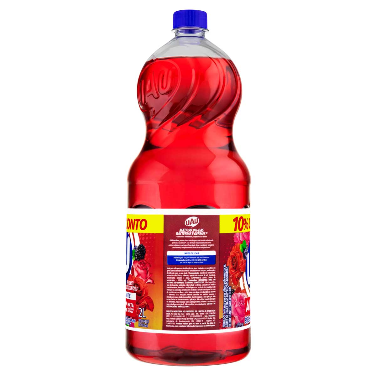 Desinfetante Uso Geral Flores e Frutas Vermelhas Uau Antibac Frasco 2l Gratis 10% de Desconto